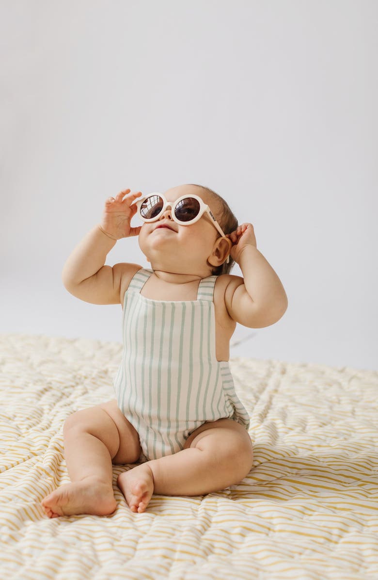 Pehr Crisscross Organic Cotton Bodysuit, Alternate, color, Stripes Away Sea