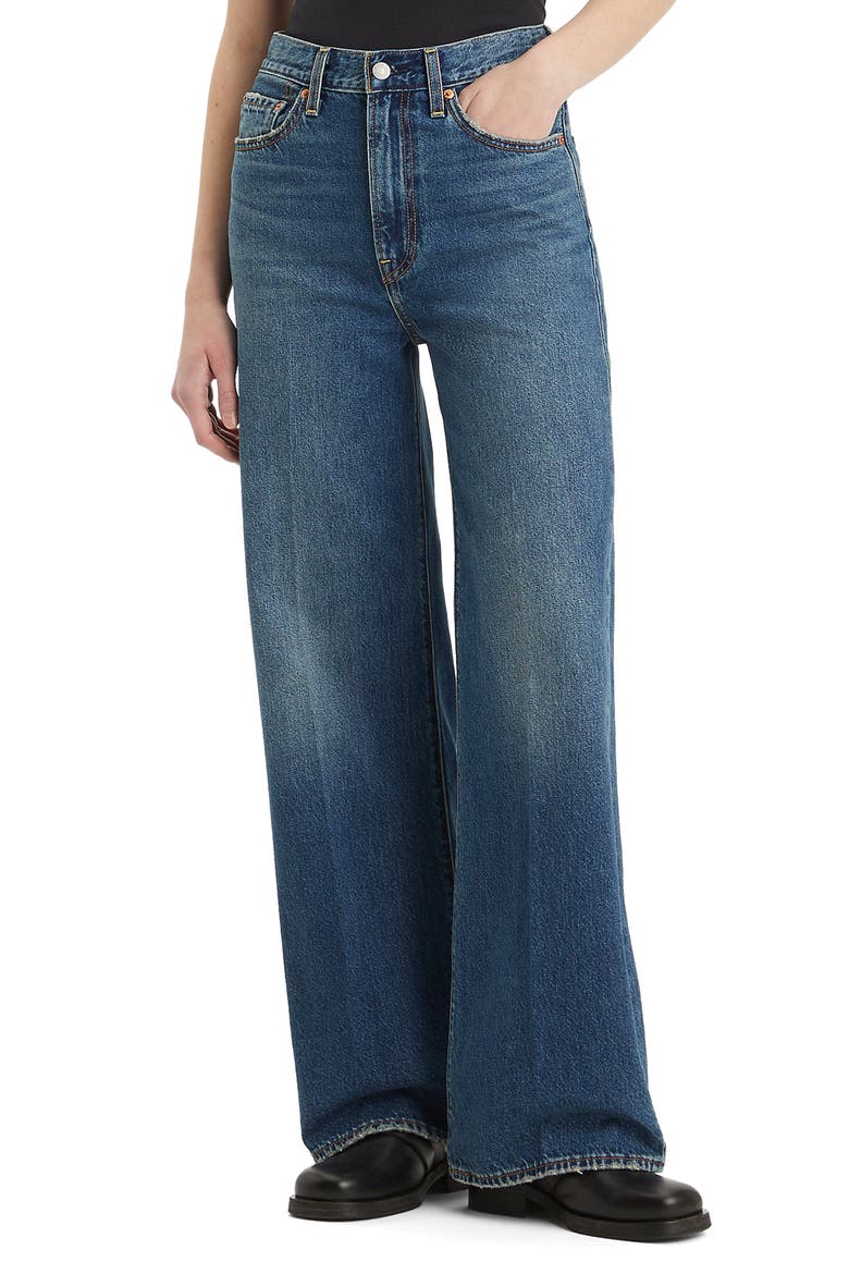 Ribcage High Waist Wide Leg Jeans, Main, color, POLAR PERIMITER