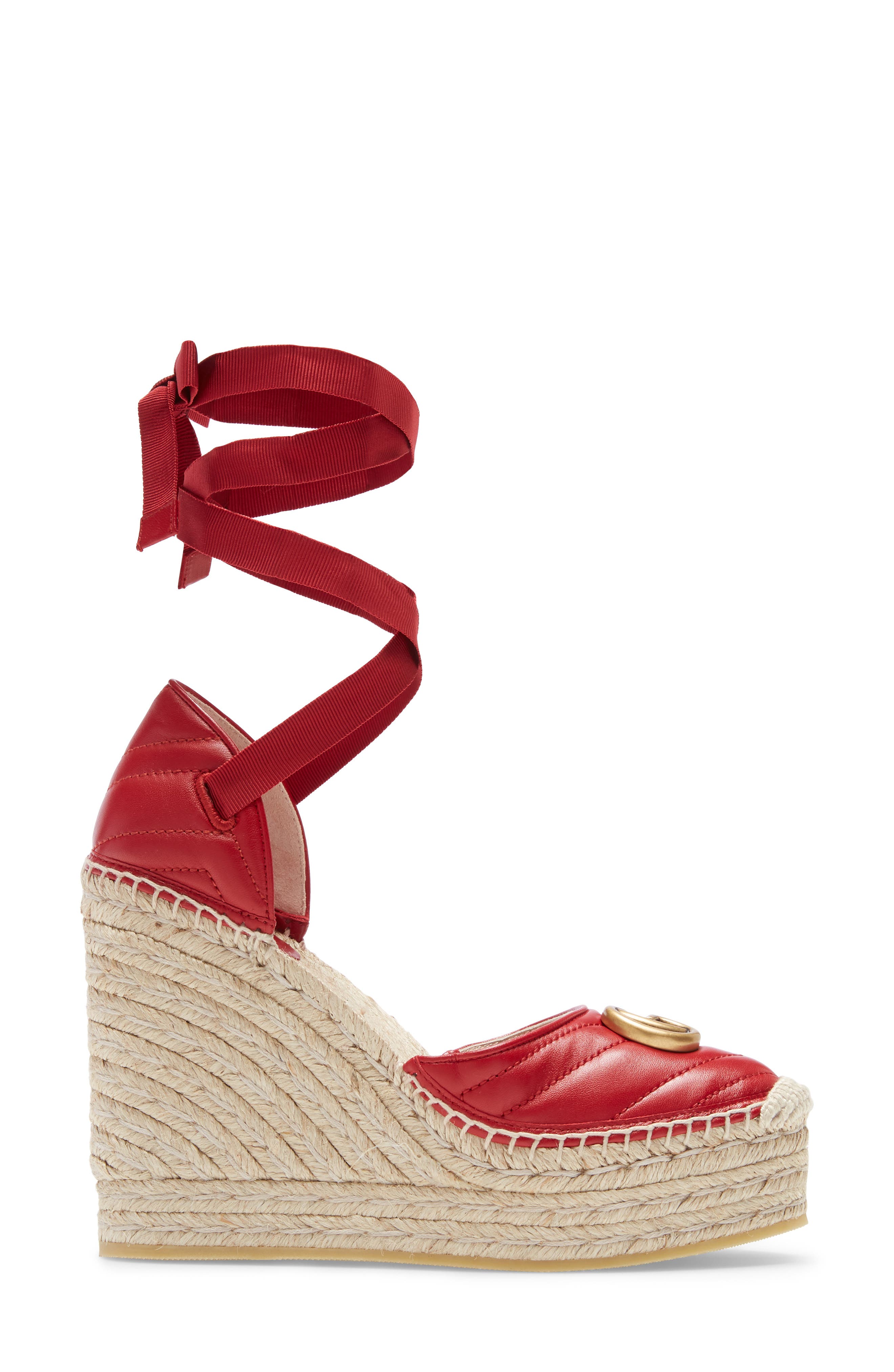 Gucci Palmyra Ankle Tie Espadrille Wedge, Alternate, color, 