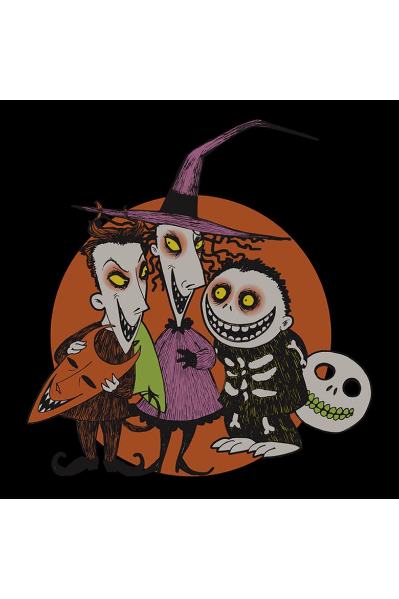 Mens The Nightmare Before Christmas Halloween Lock Shock and Barrel Lightweight Hoodie, Alternate, color, Black