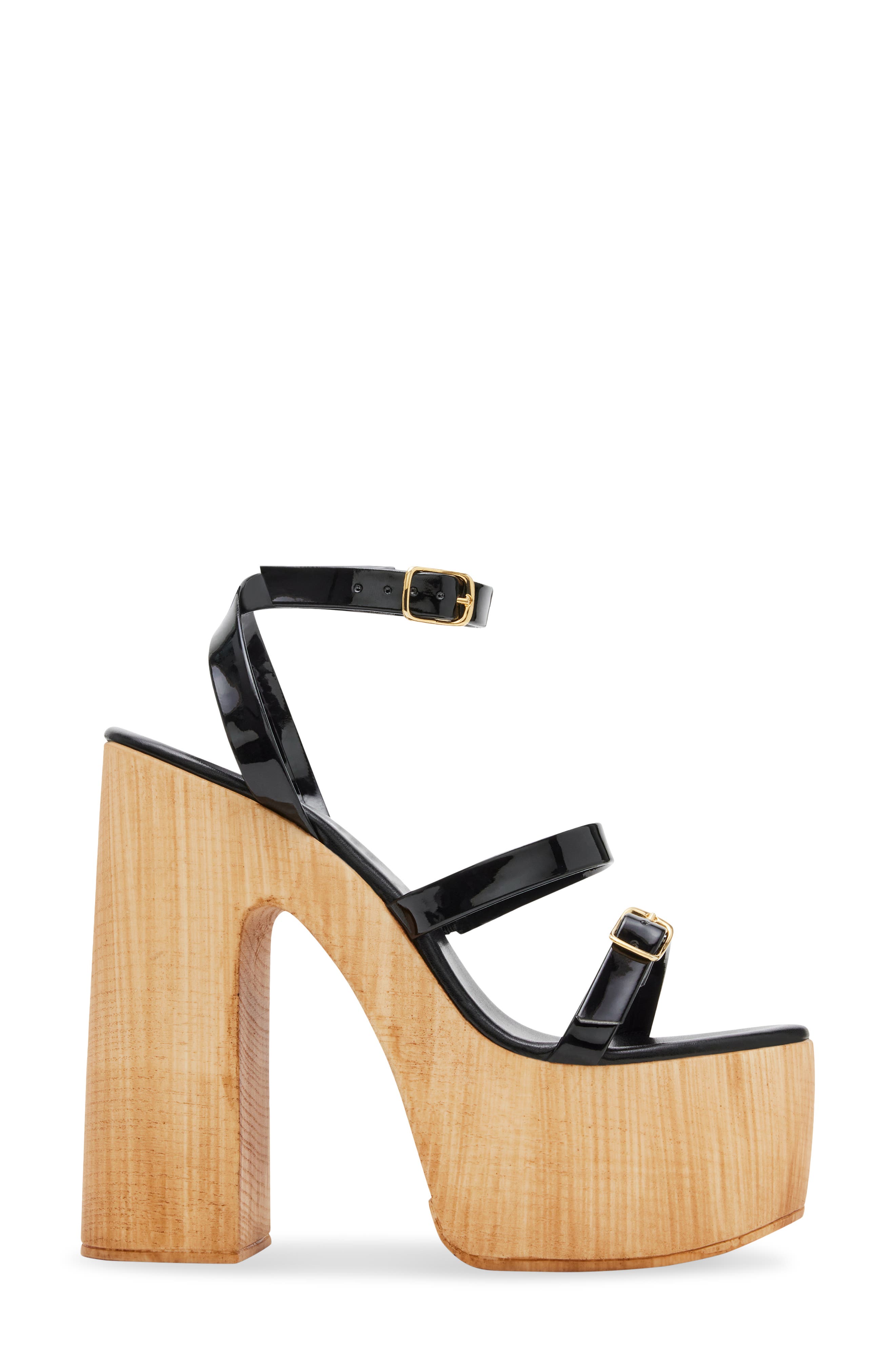 Steve Madden Lilia Ankle Strap Platform Sandal, Alternate, color, Black Patent