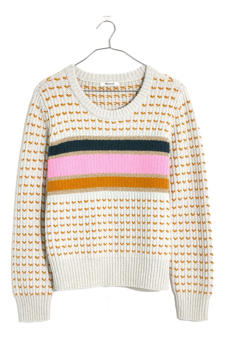 Metallic Stripe Sweater, Alternate, color, HEATHER BLIZZARD