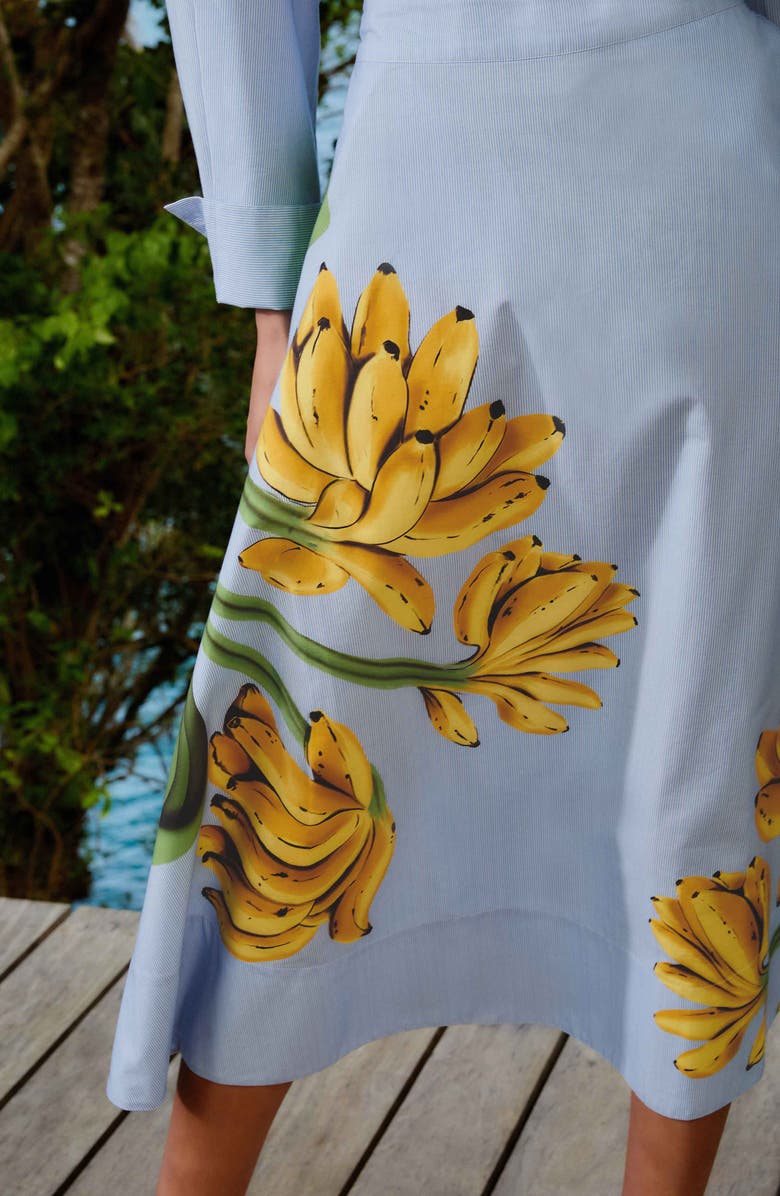 FARM Rio Blue Banana Cocina Stripe Cotton Midi Skirt, Alternate, color, Blue