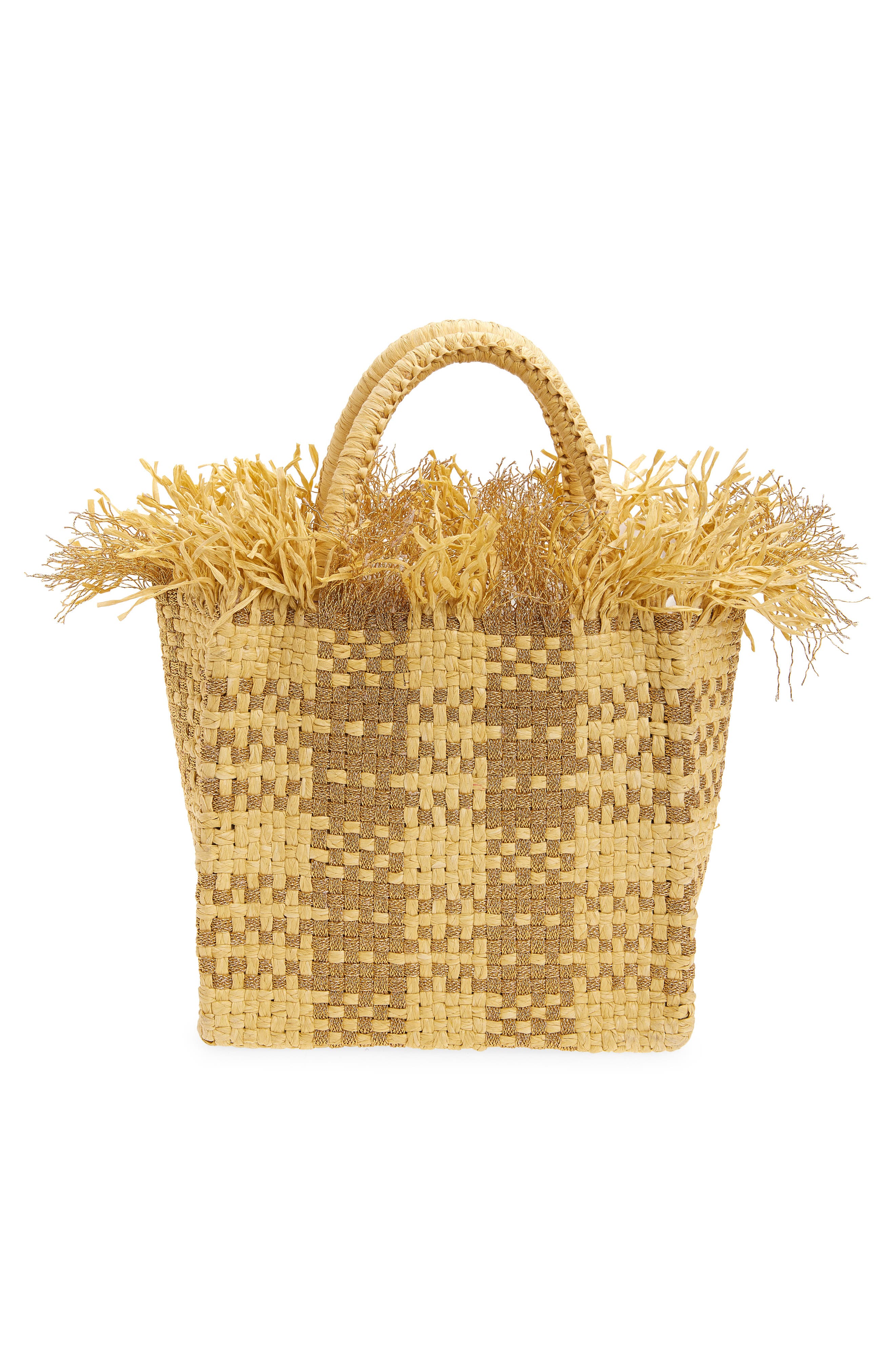 Mini Check Mate Raffia Handbag, Alternate, color, GOLD