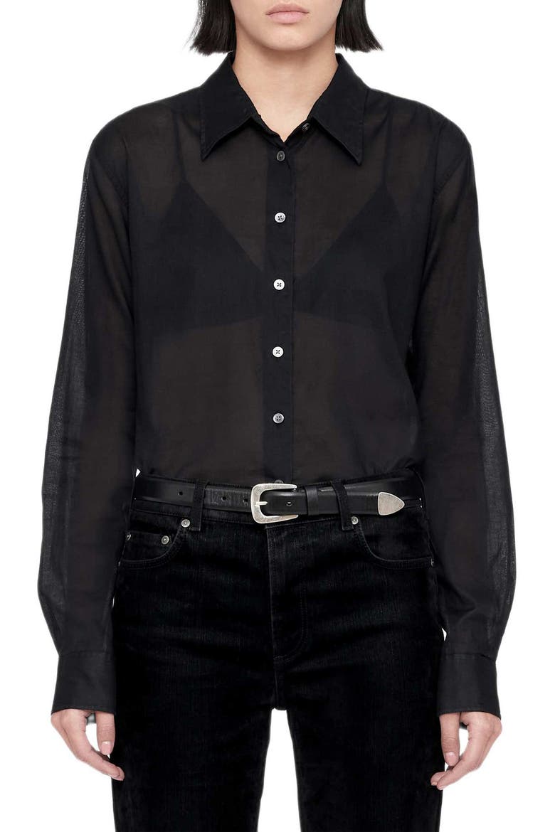 Simone Point Collar Shirt, Main, color, BLACK