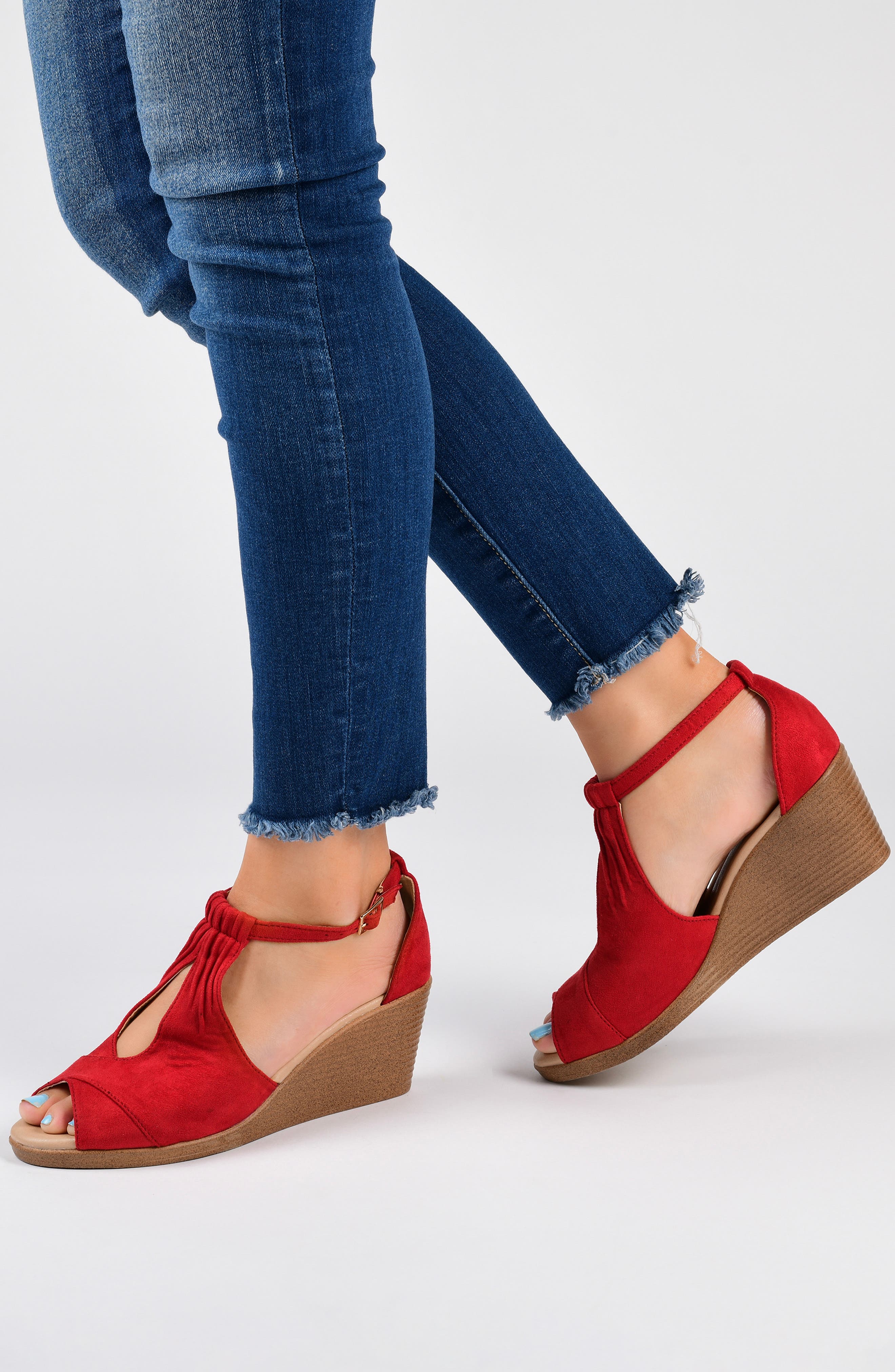 Journee Collection Kedzie Wedge Sandal - Wide Width, Alternate, color, Grey