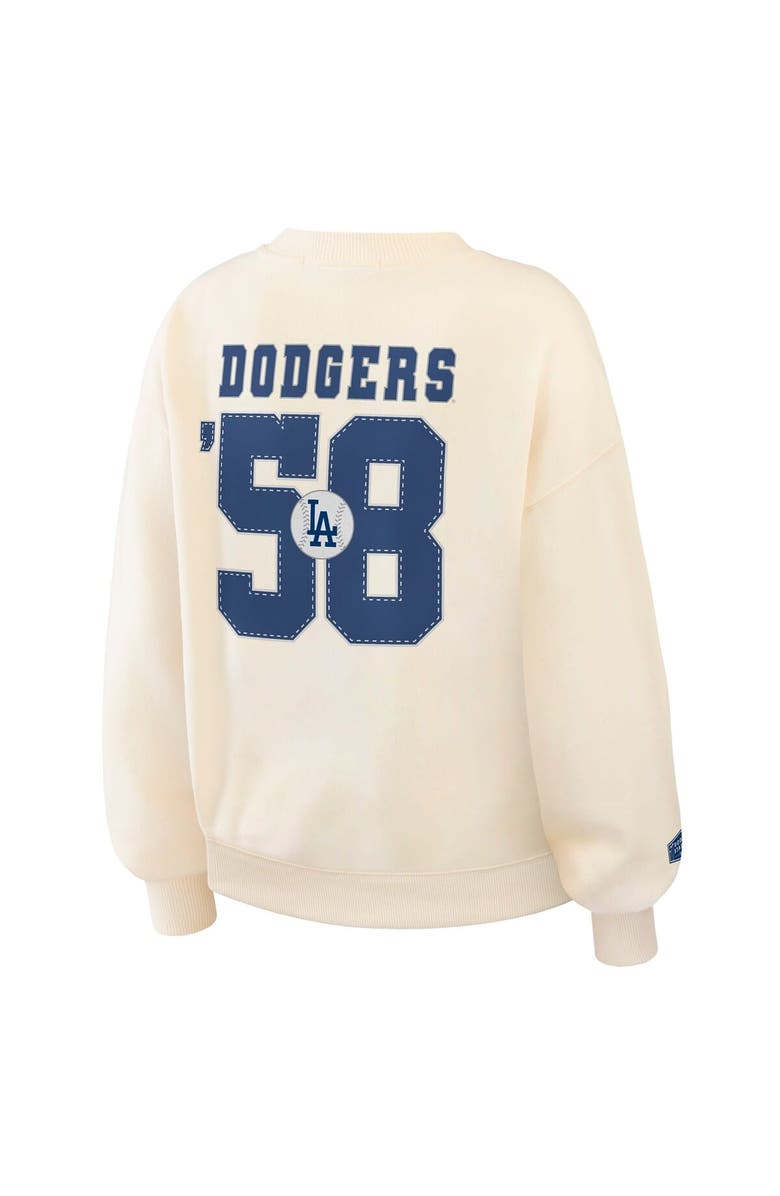 WEAR by Erin Andrews Women's WEAR by Erin Andrews Cream Los Angeles Dodgers Heavyweight Crew Neck Sweatshirt, Alternate, color, Cream