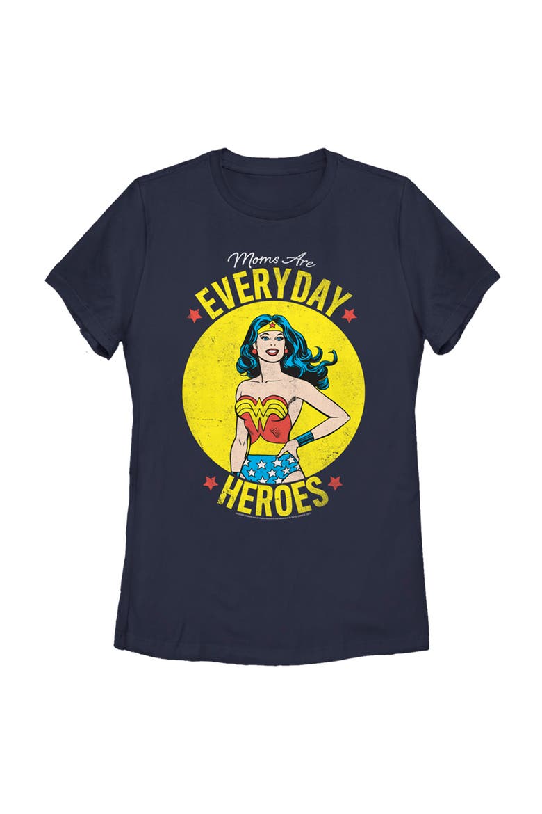 Women's Wonder Woman Moms Are Everyday Heroes  Graphic T-Shirt, Main, color, Navy Blue