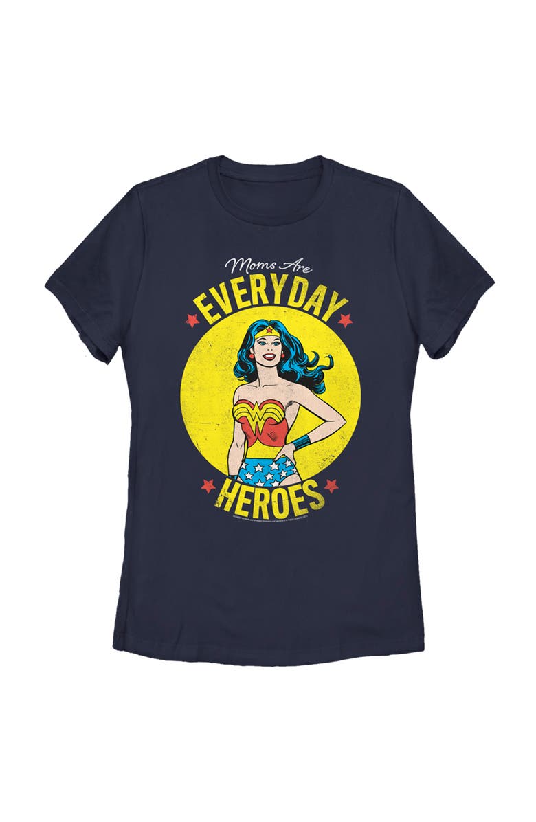 WONDER WOMAN Women's Wonder Woman Moms Are Everyday Heroes  Graphic T-Shirt, Main, color, Navy Blue
