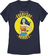 WONDER WOMAN Women's Wonder Woman Moms Are Everyday Heroes  Graphic T-Shirt