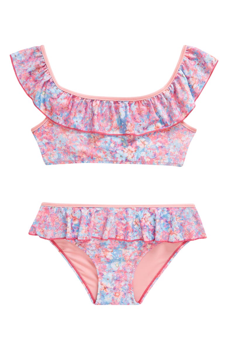 Boardies Kids' Ditzy Ruffle Two-Piece Swimsuit, Main, color, Pink Multi