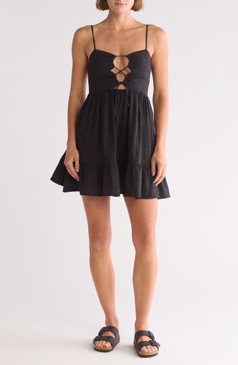 Roxy Jasmine Breeze Lace-Up Keyhole Cutout Minidress, Main, color, 