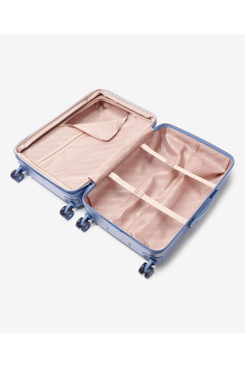 NYC 25" Upright Suitcase, Alternate, color, Blue Suede