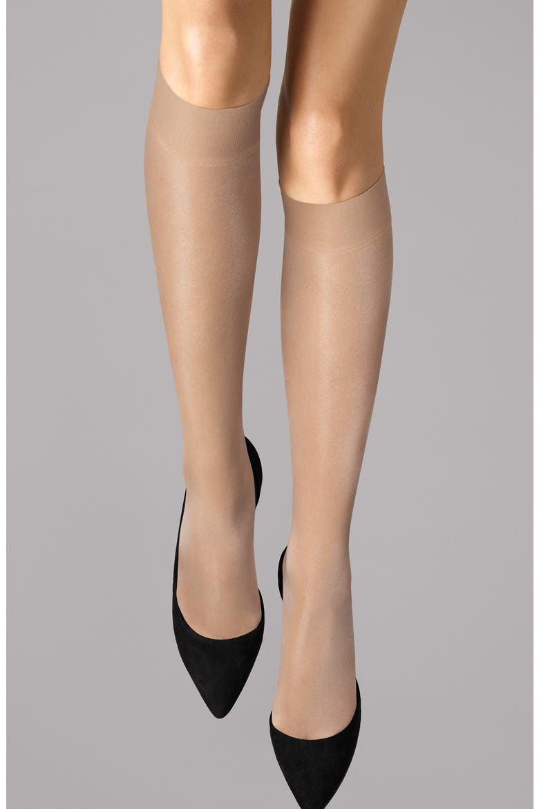 Satin Touch Knee High Socks, Alternate, color, COSMETIC