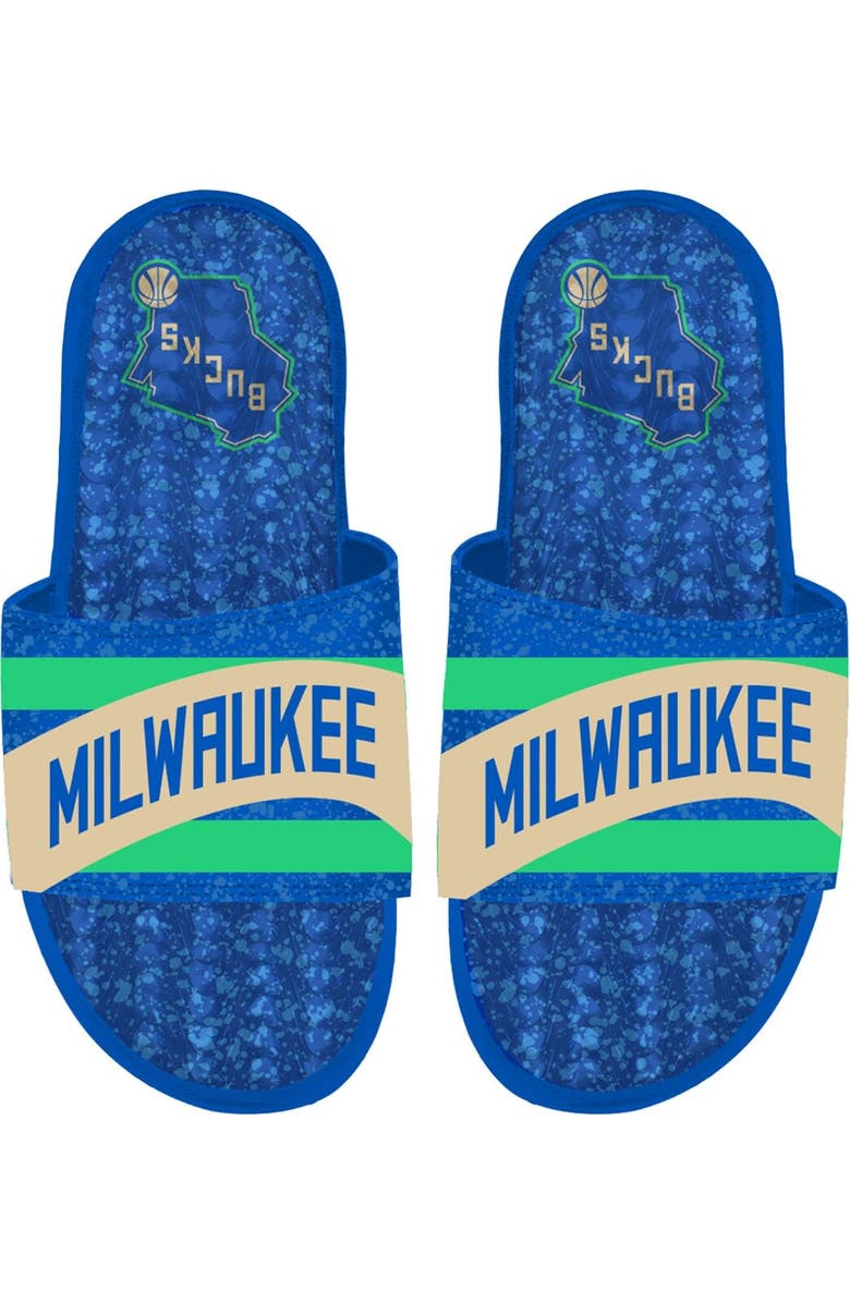 ISLIDE Men's ISlide Royal Milwaukee Bucks 2023/24 City Edition Gel Slide Sandals, Main, color,