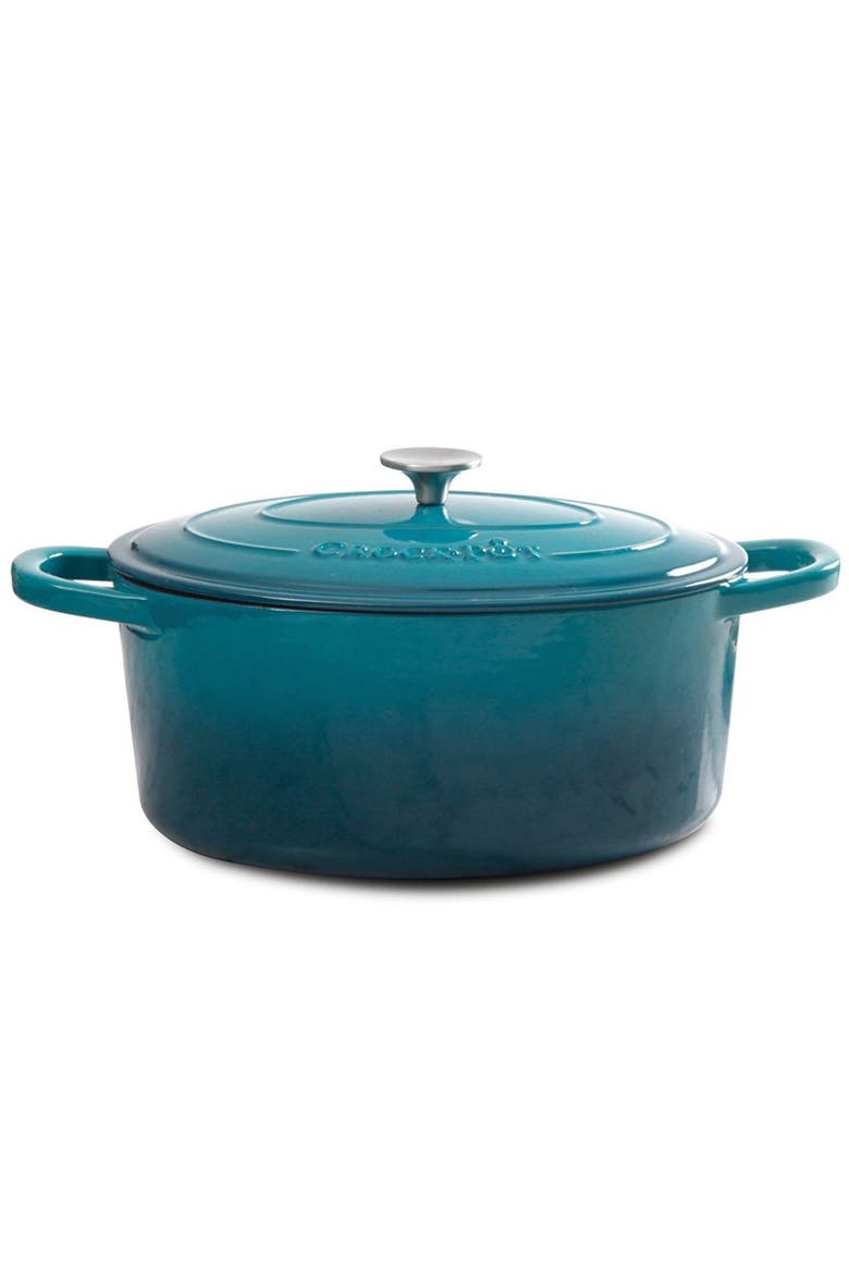 5 Quart Round Enameled Cast Iron Dutch Oven, Alternate, color, Blue