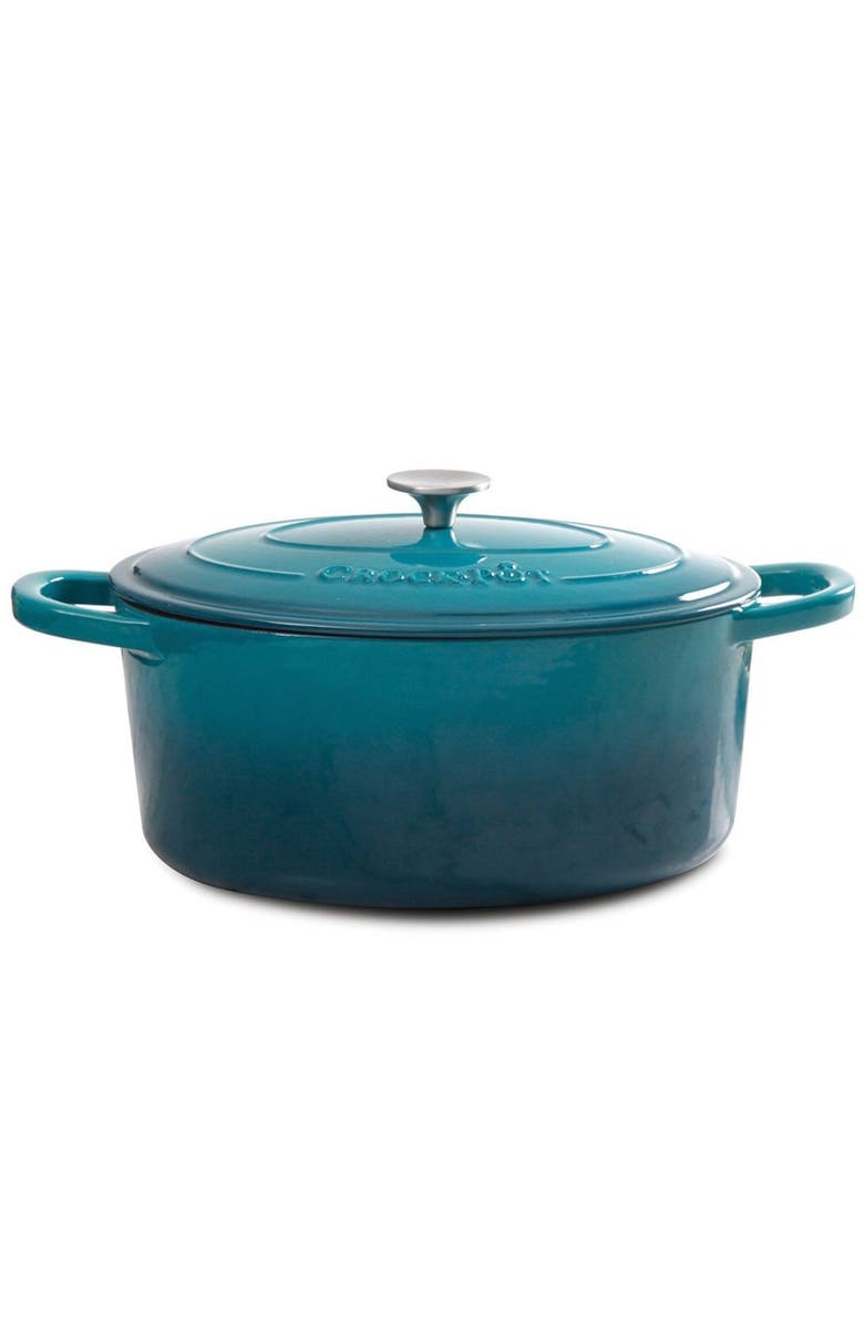 Crock-pot 5 Quart Round Enameled Cast Iron Dutch Oven, Alternate, color, Blue