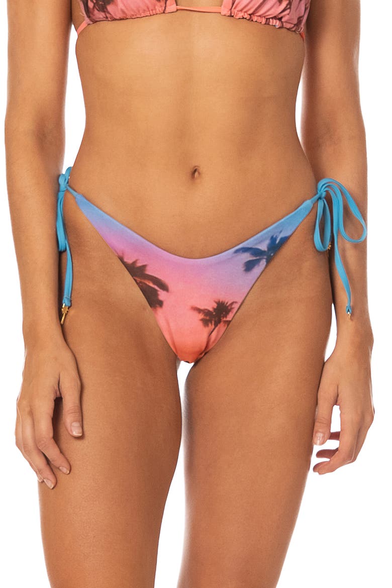 Peach Drift Sunshine Reversible Side Tie Bikini Bottoms, Main, color, BLUE