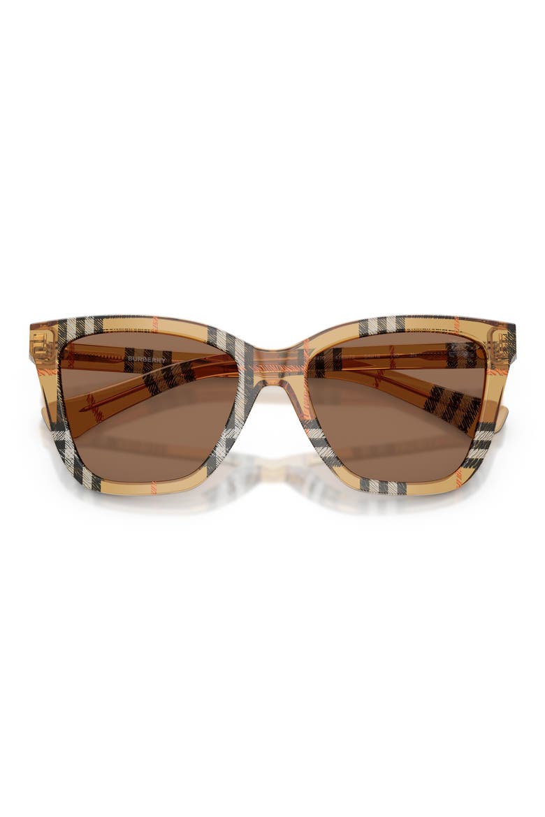 54mm Square Sunglasses, Alternate, color, CHECK SAND / DARK BROWN