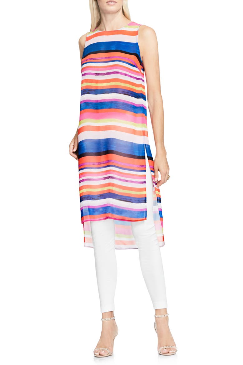 Abstract Strokes Long High/Low Tunic, Main, color, BOLD COBALT