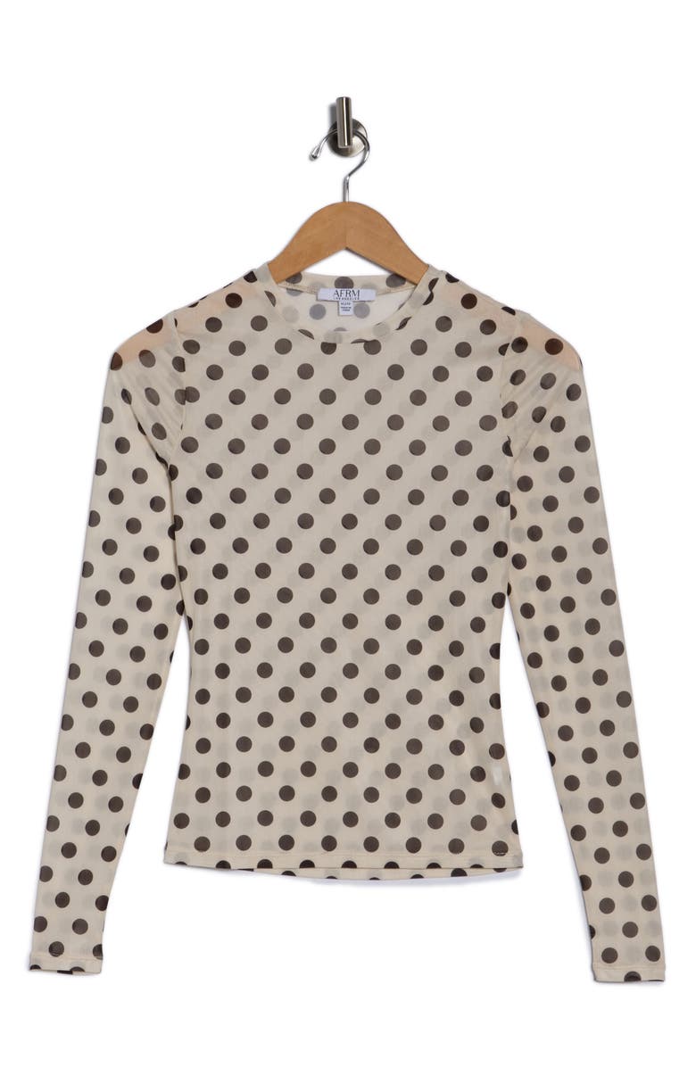 AFRM LOS ANGELES Sunny Long Sleeve Mesh Top, Alternate, color, Classic Dots