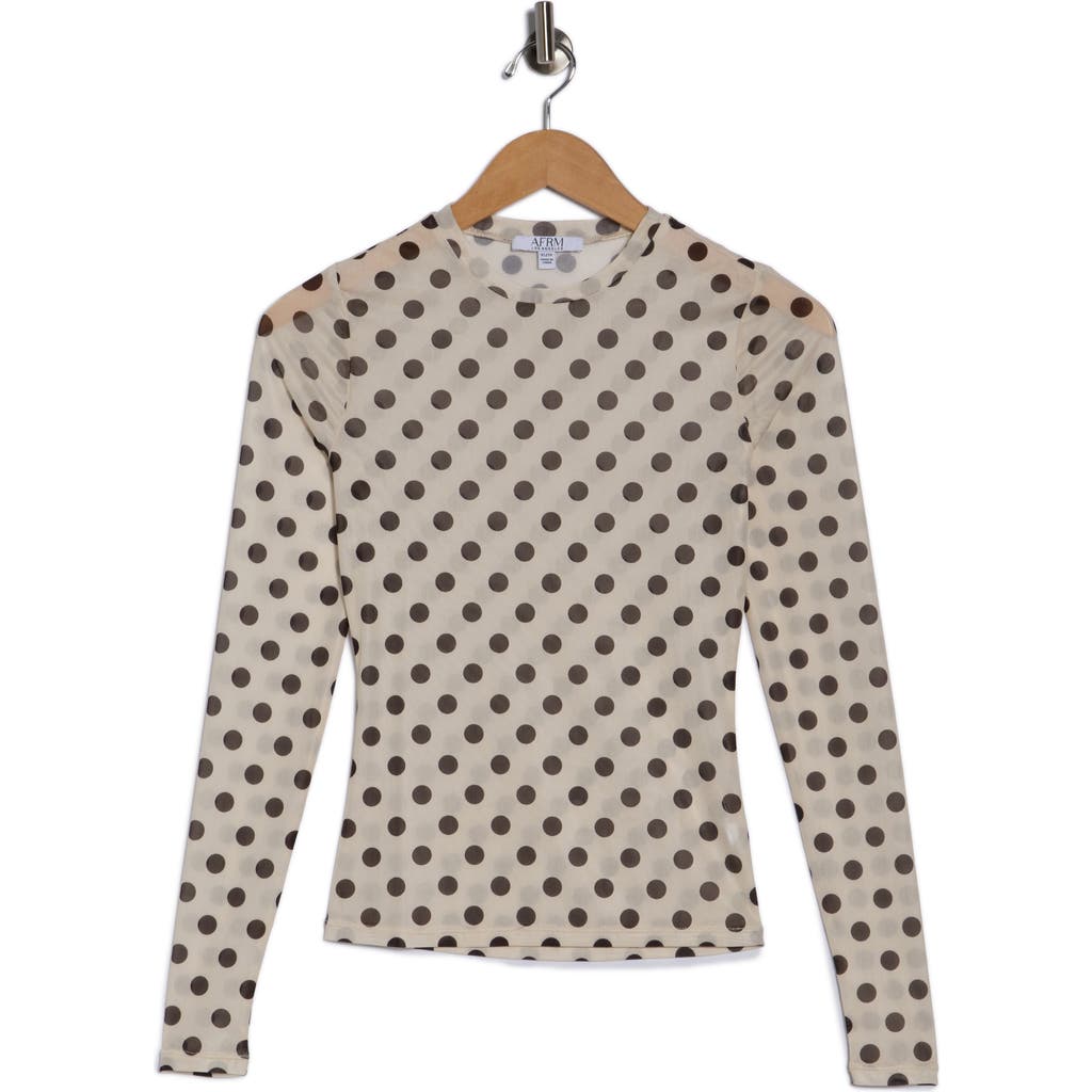 Afrm Los Angeles Sunny Long Sleeve Mesh Top In Neutral