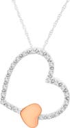 Haus of Brilliance 10KT Two Tone Gold 1/6 cttw Diamond Floating Heart Pendant Necklace
