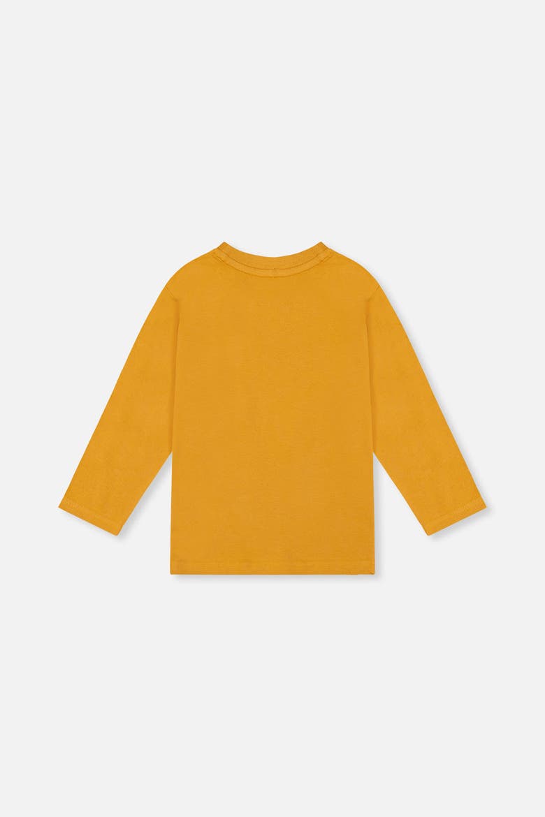 Organic Cotton Dino Applique Long Sleeve T-Shirt, Alternate, color, Mustard Yellow