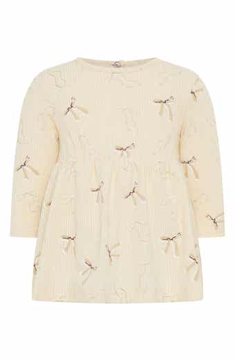 Stripe Bow Print Cotton Skirted Bodysuit