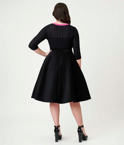 Unique Vintage Plus Size High Waist Soda Shop Swing Skirt In Black