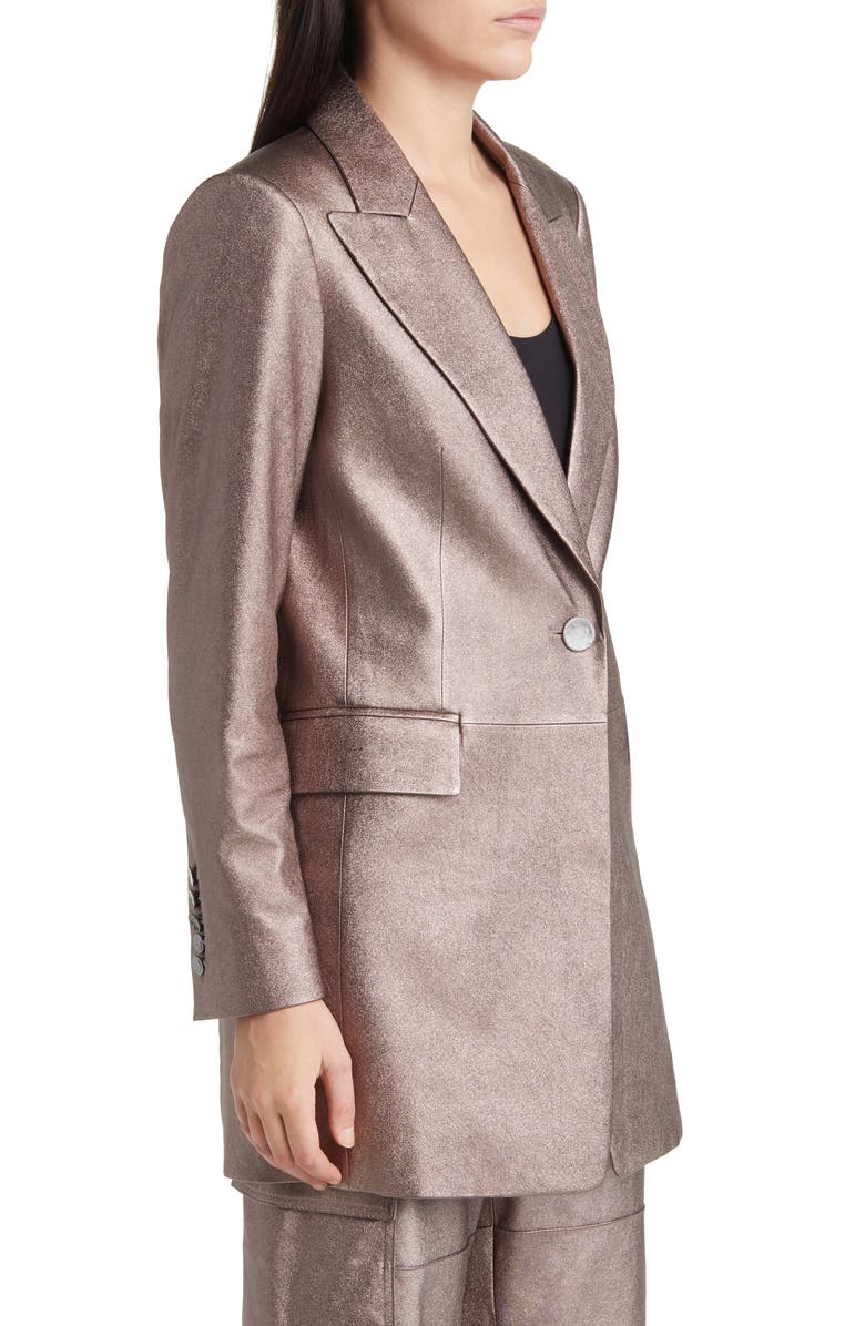 KOBI HALPERIN Metallic Longlinge Faux Leather Blazer, Alternate, color, 