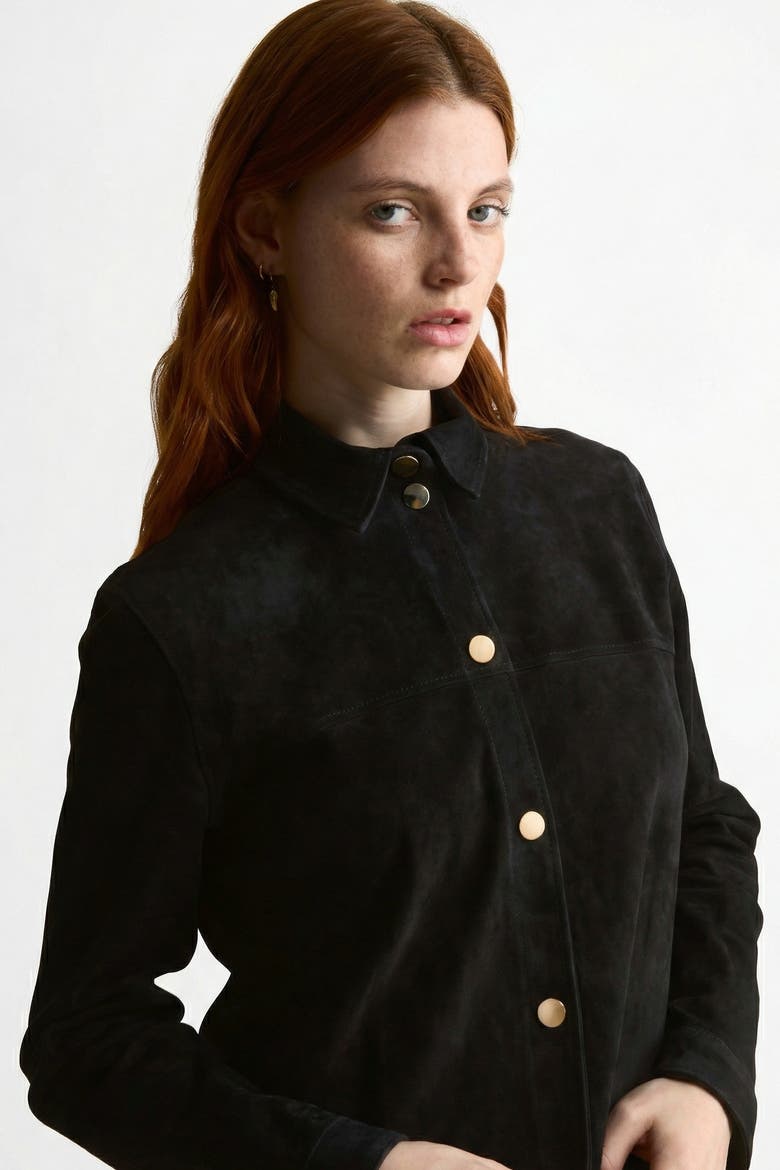 Sabine Suede Shirt, Main, color, Black