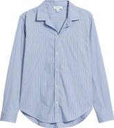 beachlunchlounge Lynden Embellished Stripe Cotton Blend Button-Up Shirt
