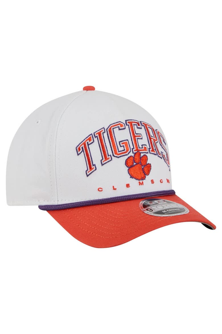 Men's New Era White/Orange Clemson Tigers Arch Two-Tone Rope 9FORTY A-Frame M-Crown Adjustable Hat, Alternate, color, White