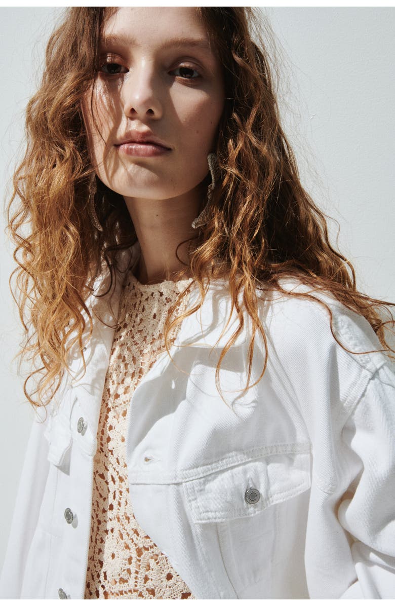 H&M Sleeveless Crochet-look Dress, Alternate, color, Cream