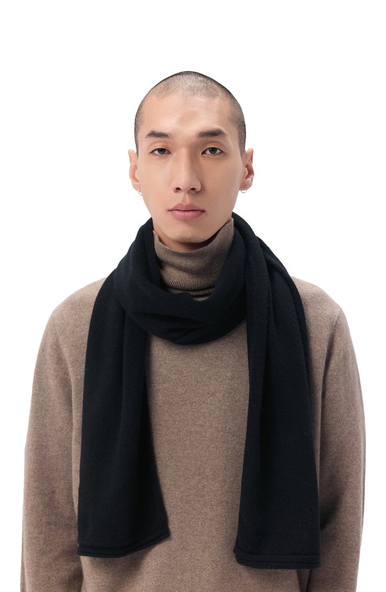 GOBI Mongolian Cashmere Cashmere Jersey Knit scarf, Alternate, color, Black