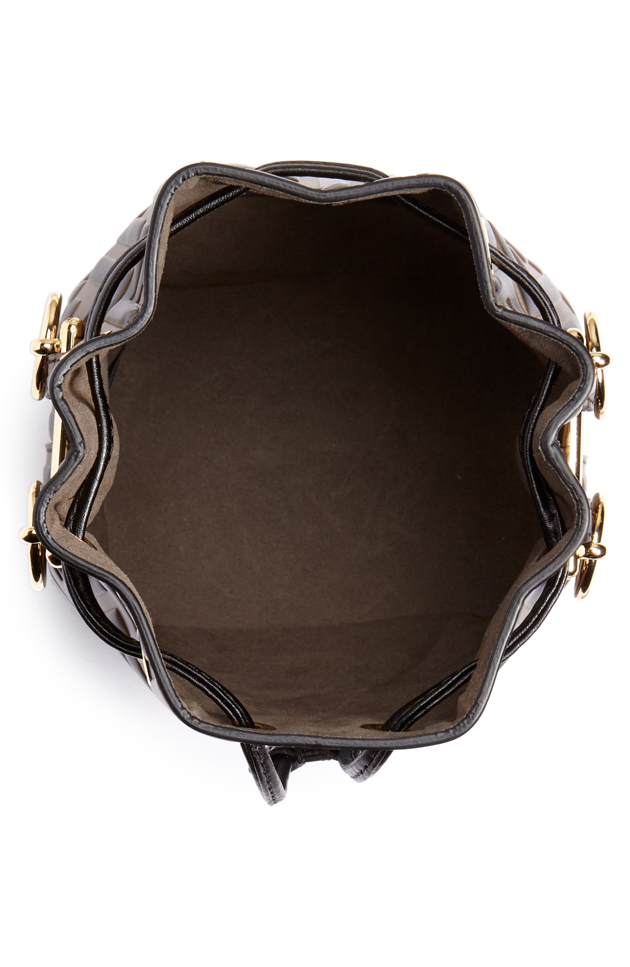 Fendi Mini Mon Tresor Logo Calfskin Leather Bucket Bag, Alternate, color, 