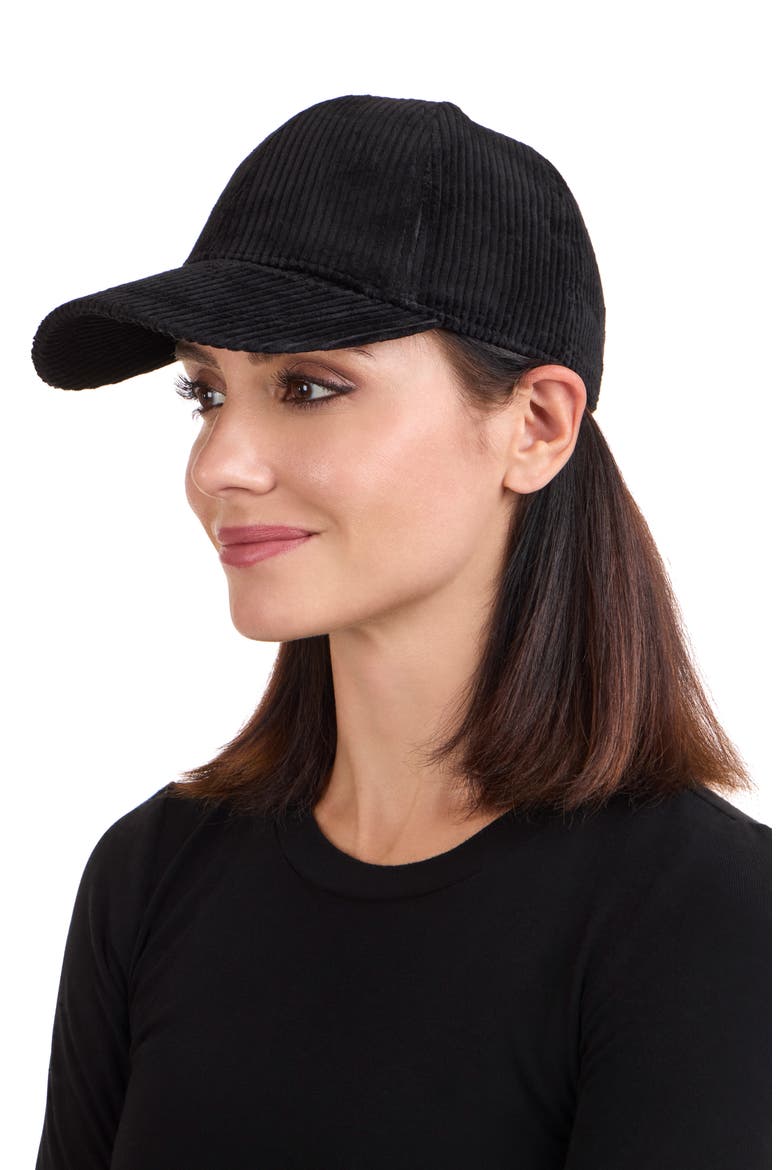 Wide Wale Corduroy Baseball Cap, Alternate, color, BLACK