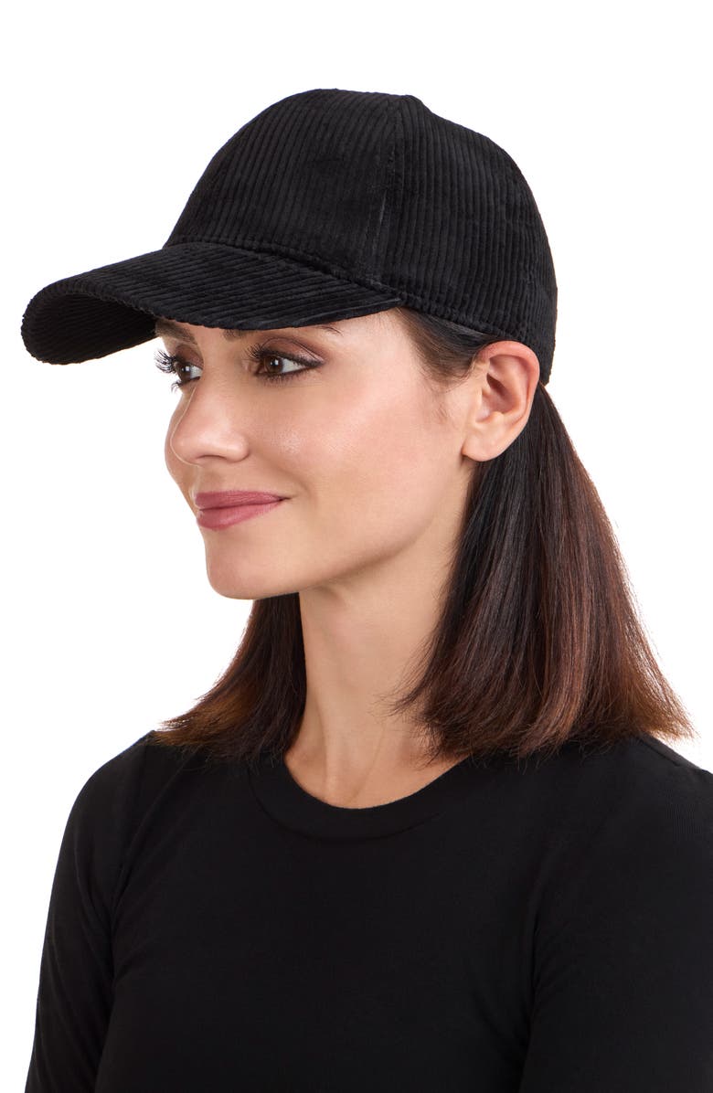 Bruno Magli Wide Wale Corduroy Baseball Cap, Alternate, color, Black