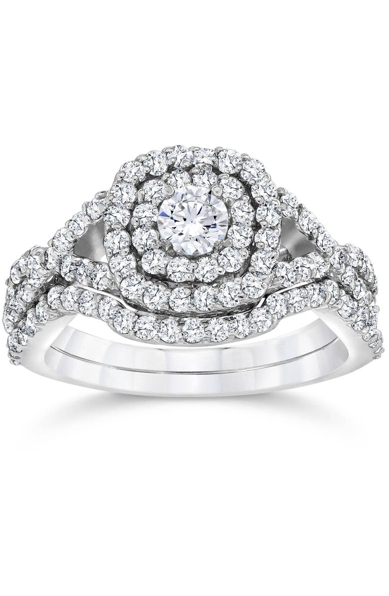 Bliss Diamond 1 1/10ct Cushion Diamond Halo Engagement Ring Set 10K Gold, Main, color, 