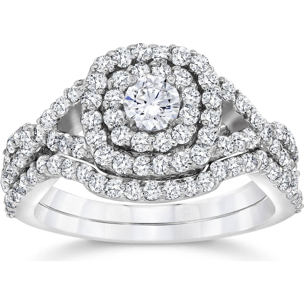 Bliss Diamond 1 1/10ct Cushion Diamond Halo Engagement Ring Set 10k Gold