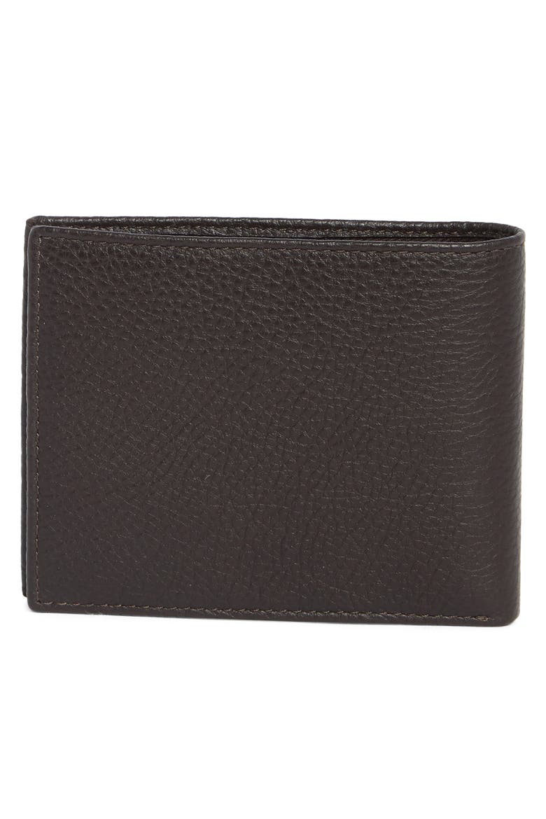 Pebbled Leather Bifold Passcase Wallet, Alternate, color, TOBACCO