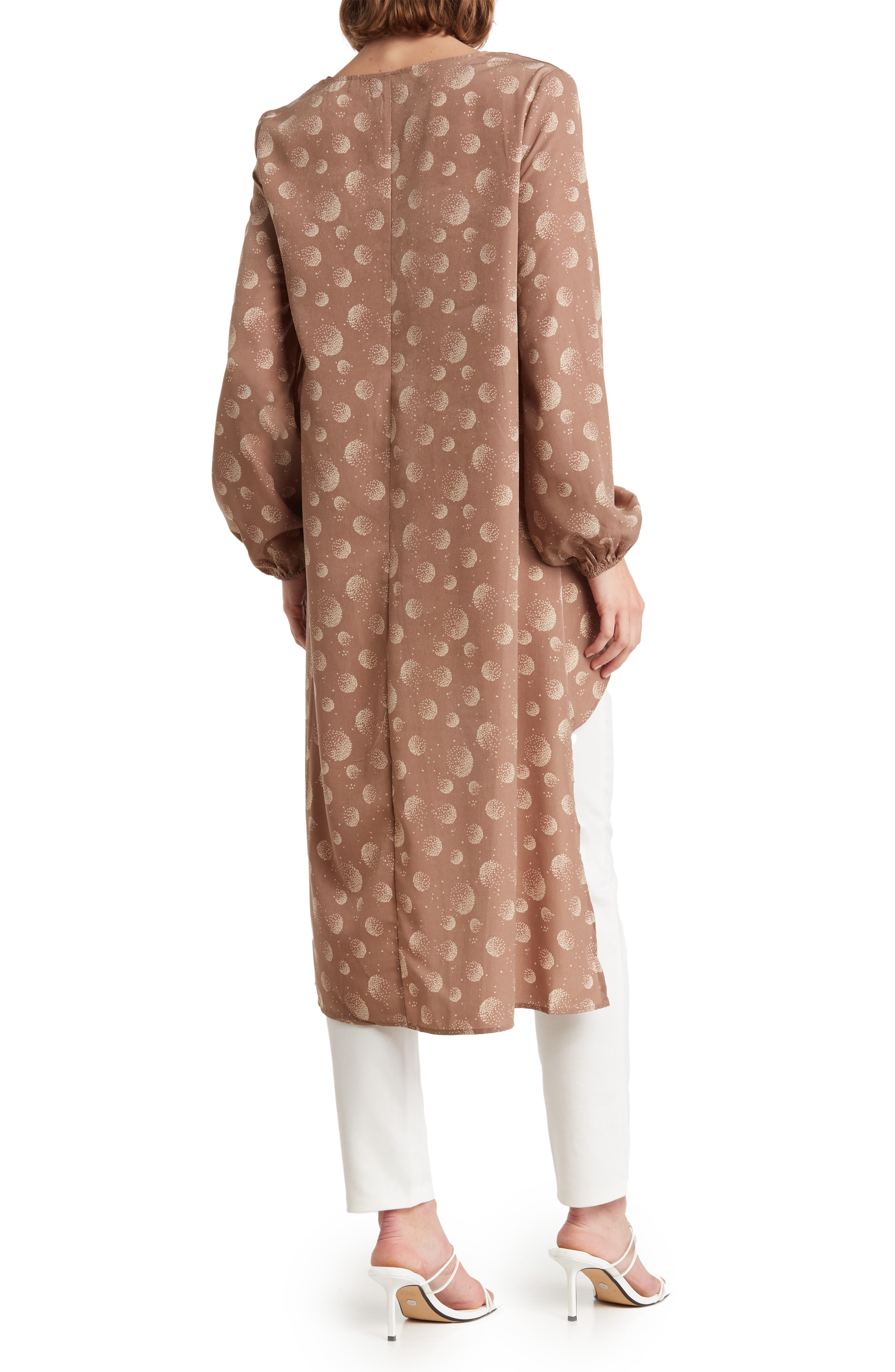 Geo Print Long Sleeve High-Low Blouse - image 2