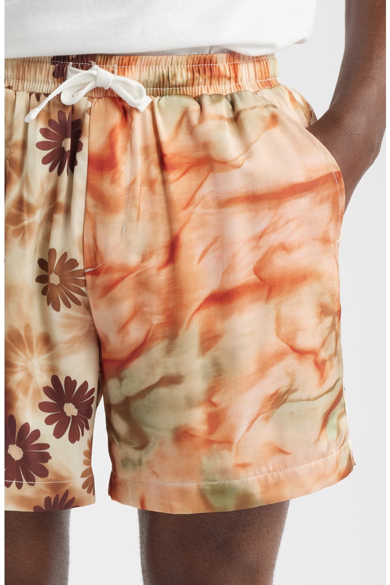 Daisy Colorblock Shorts, Alternate, color, ORANGE