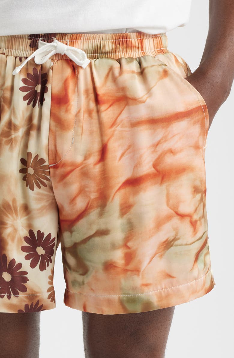 RIZORT Daisy Colorblock Shorts, Alternate, color, Orange