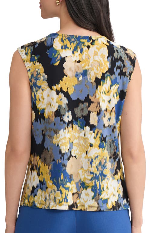 Kasper Abstract Print Hardware Detail Sleeveless Knit Top In Multi