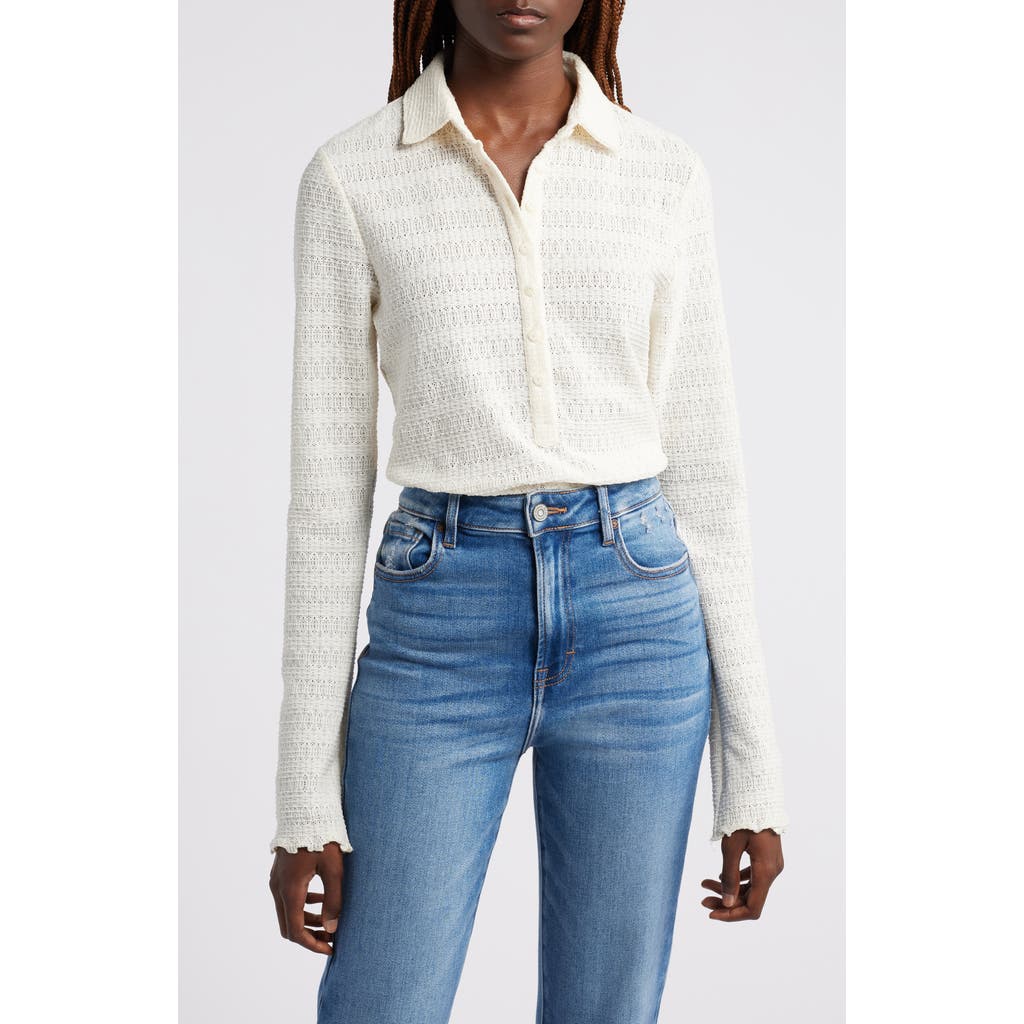 RAG & BONE RAG & BONE JULIA OPEN KNIT LONG SLEEVE POLO