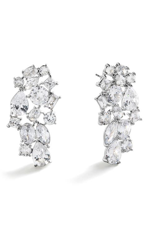 Jazz Cubic Zirconia Crystal Crawler Earrings