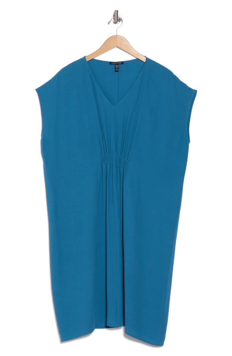 Eileen Fisher V-Neck Silk Shift Dress, Alternate, color, 