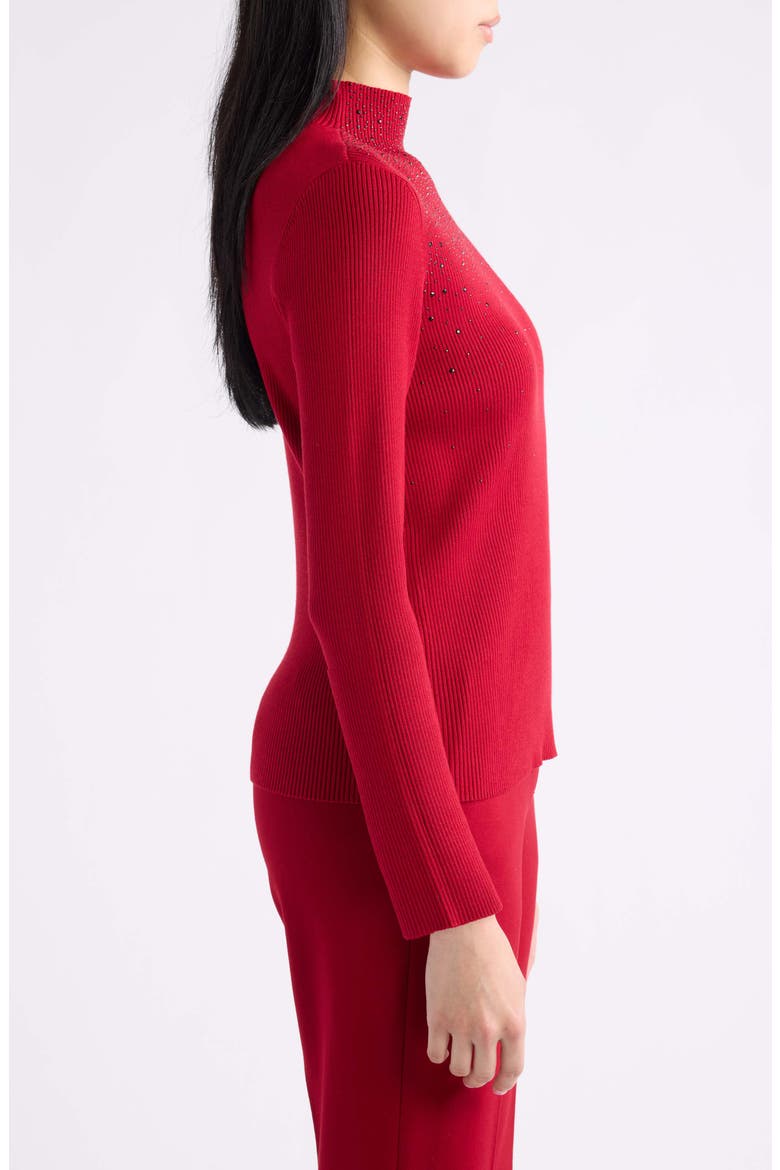 Crystal Detail Mock Neck Sweater, Alternate, color, VERMILLION